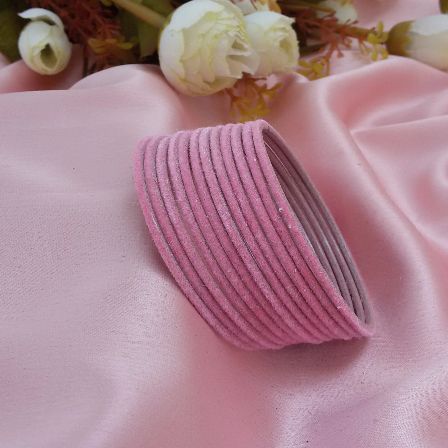 Baby pink velvet bangles (2.6)