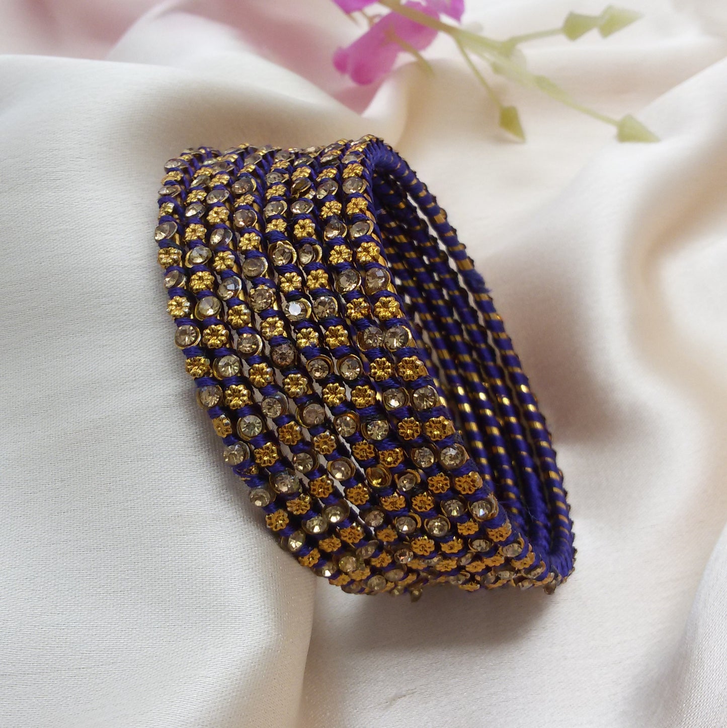set of 8 Blue stone bangles