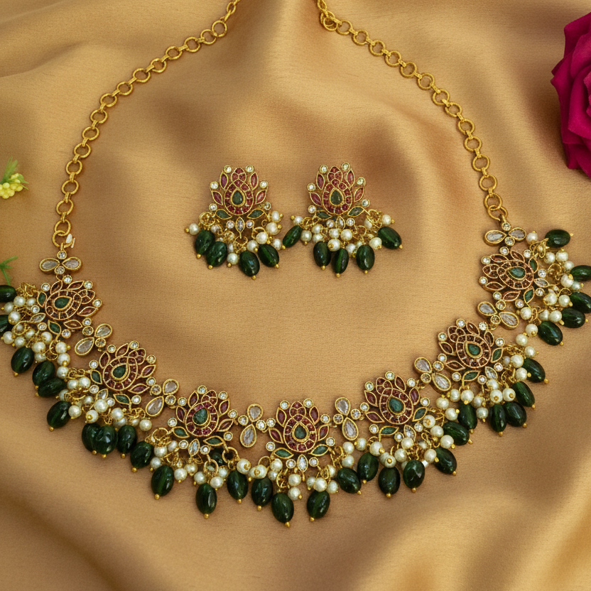 Lotus pearl necklace set