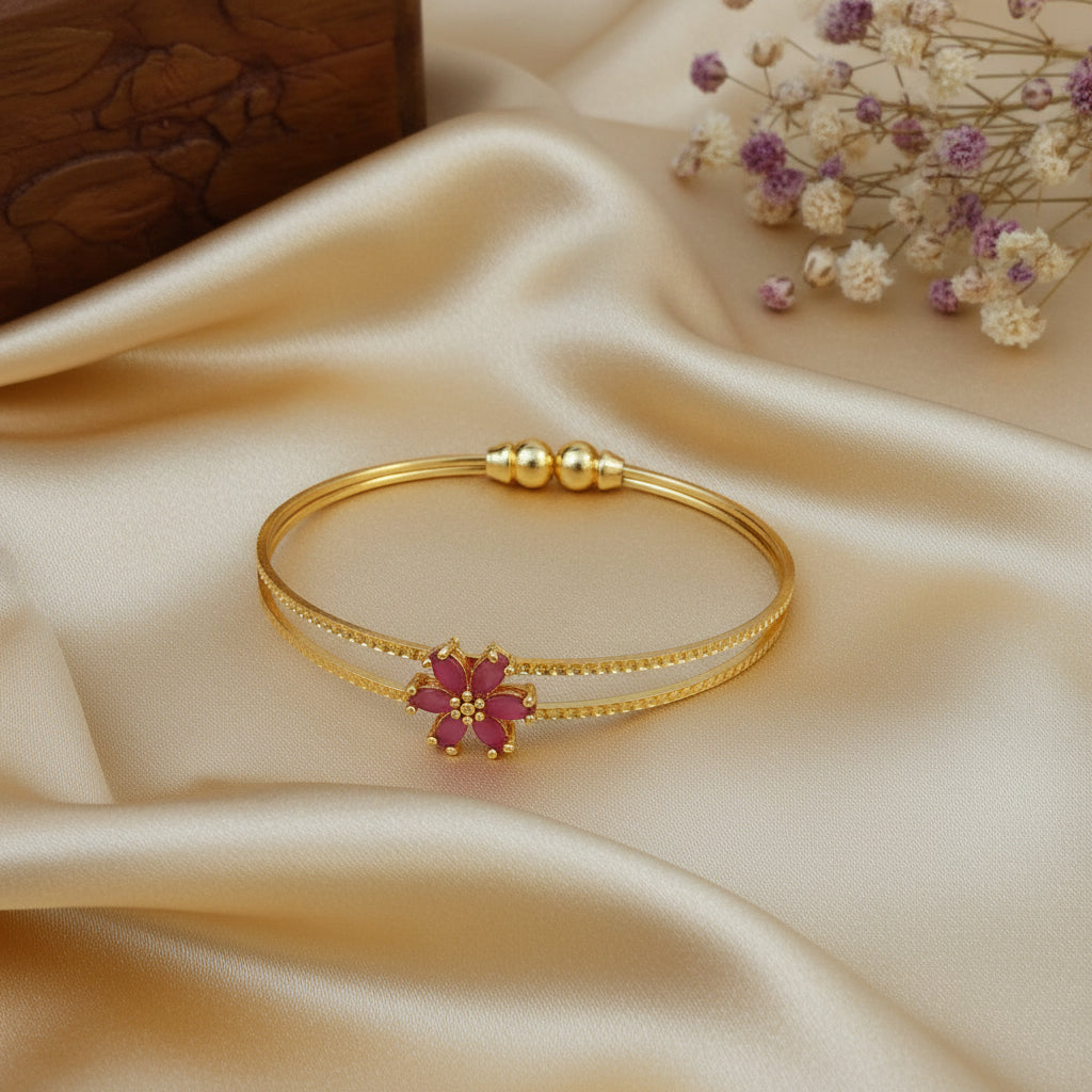 Floral stone single kada