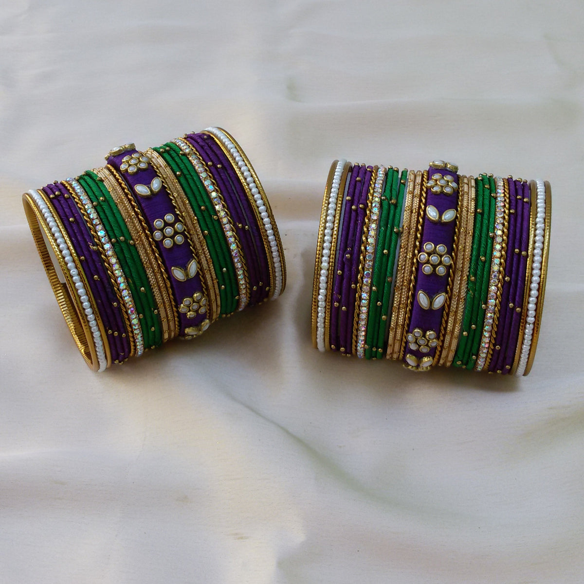 Green blue purple bangle set