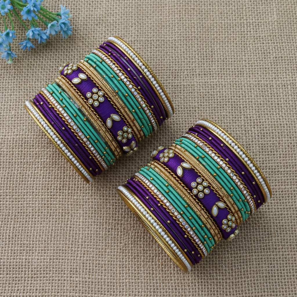 Sea blue purple bangle set