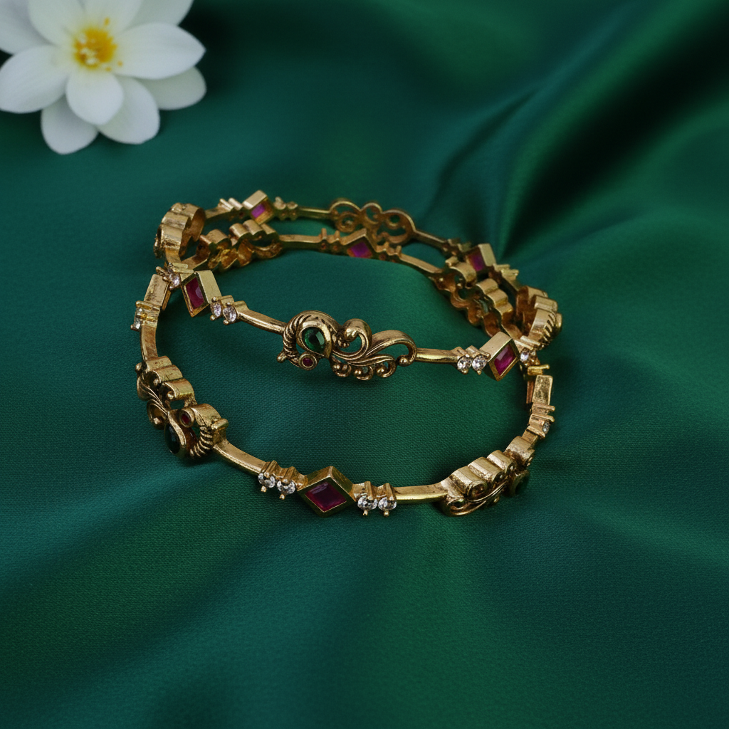 Peacock gold plated bangles