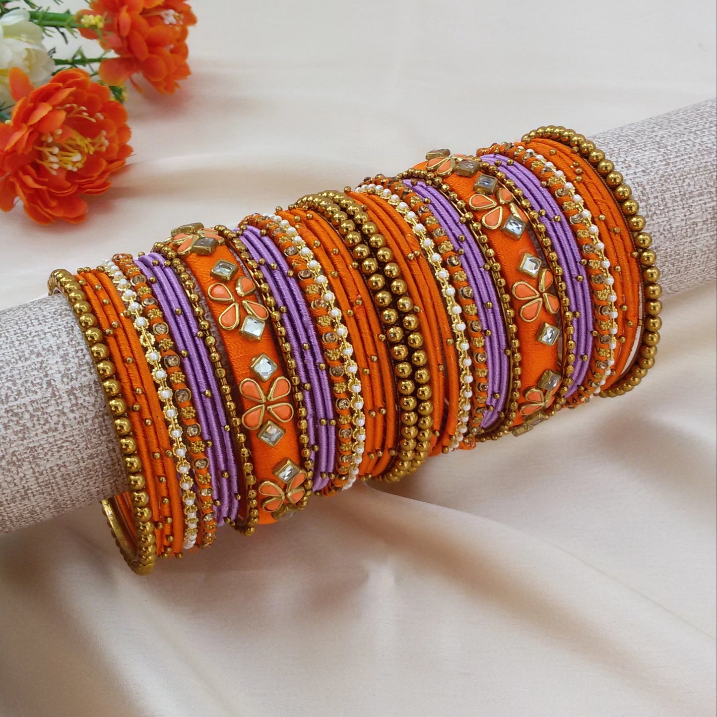 Orange Lavender bangle set