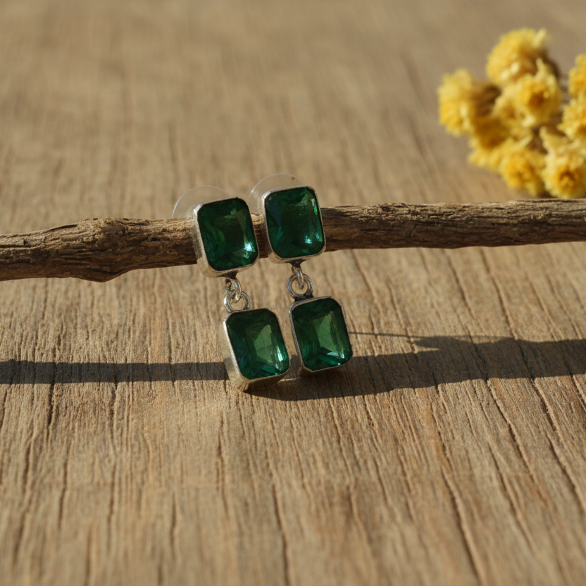 Green crystal earrings