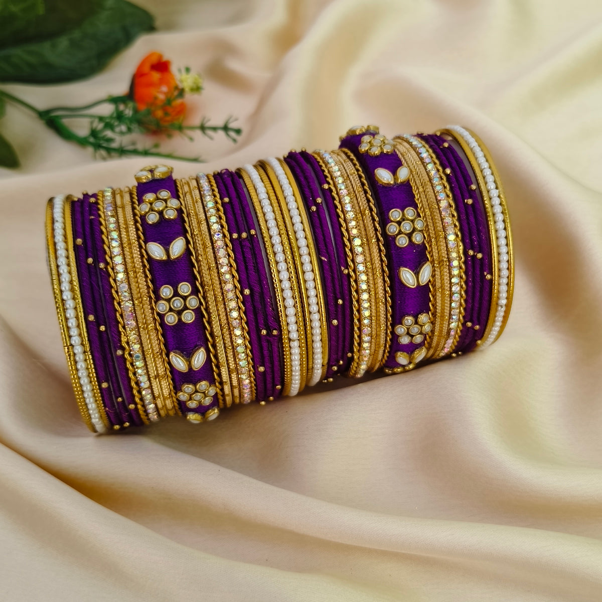 Neela purple bangle set