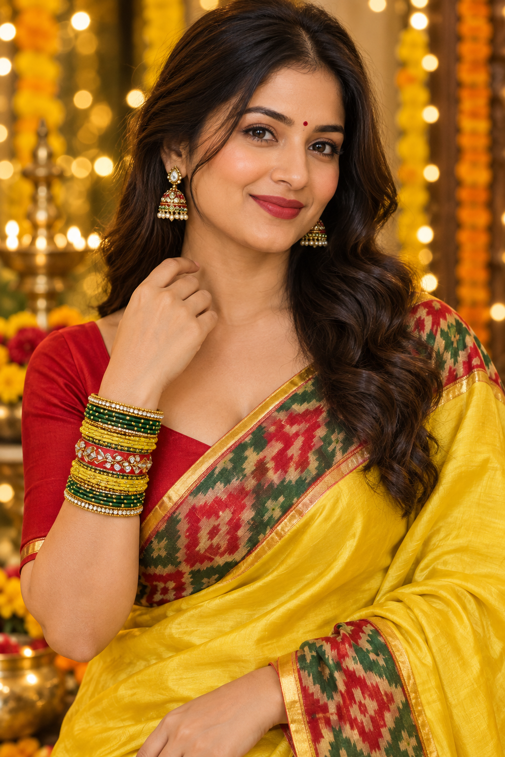 Yellow red srishti bridal bangle set