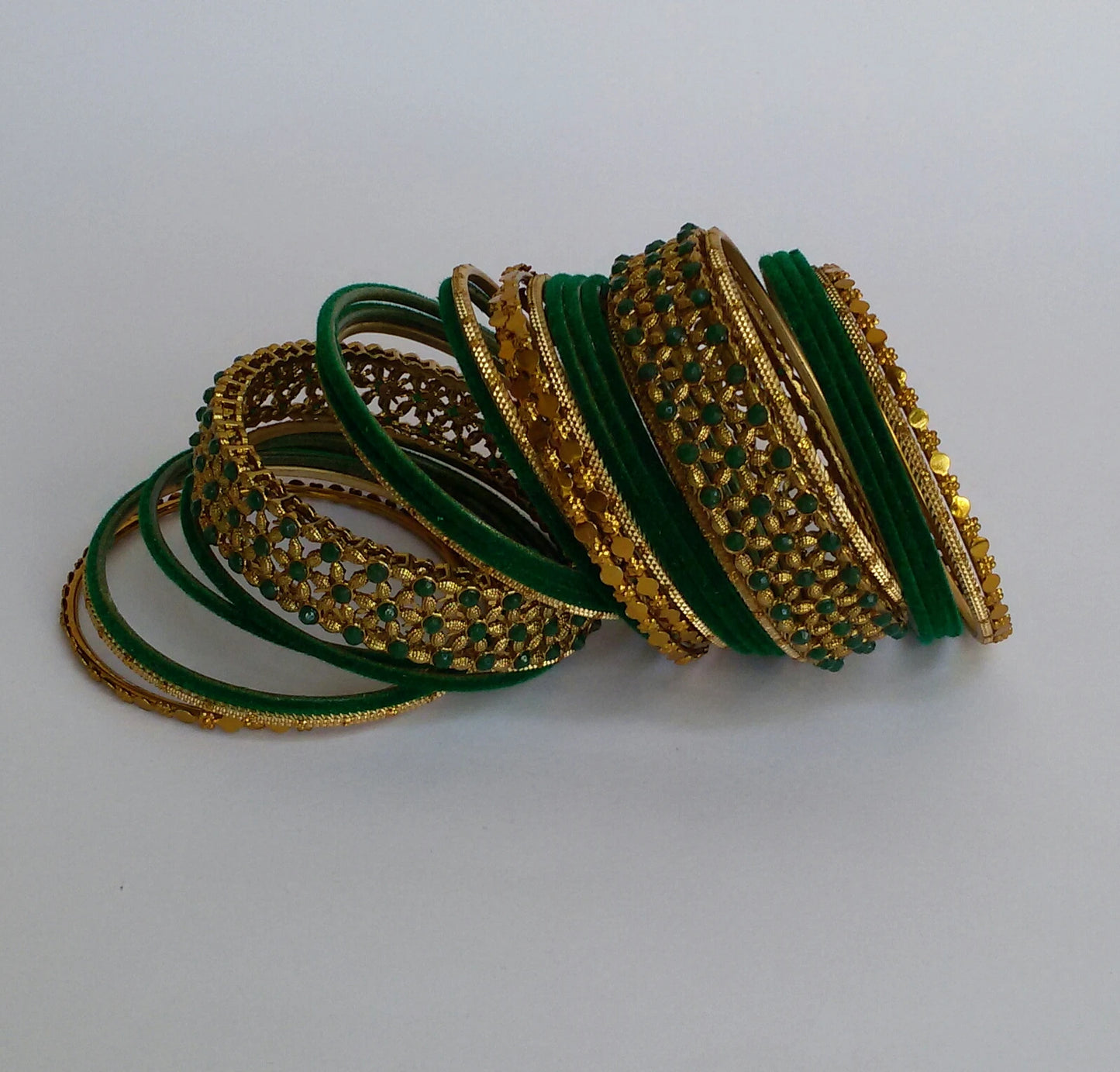 Green velvet bangles set (2.4)