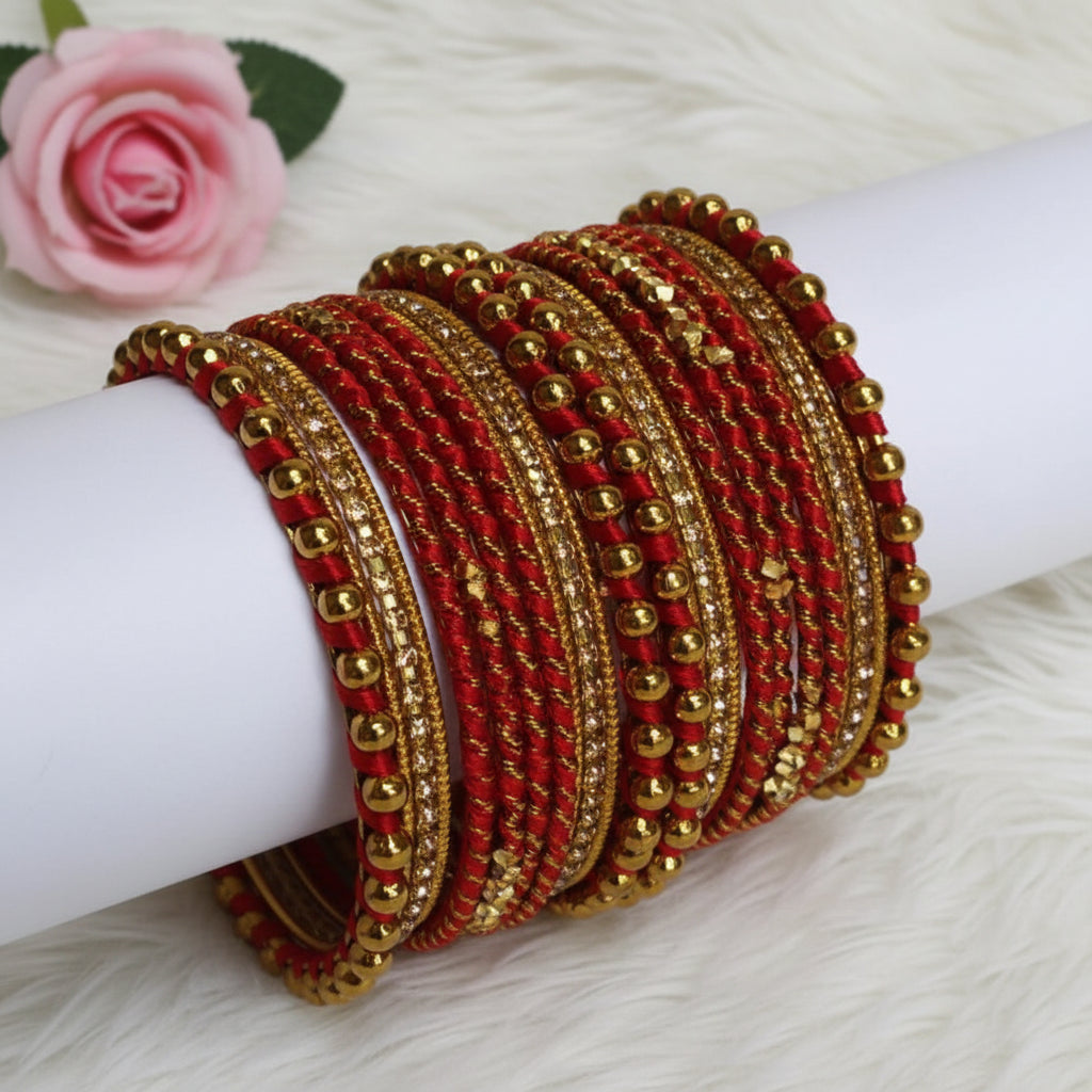 Red handcrafted bangle set