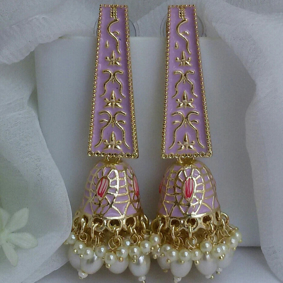 Light pink Meenakari Jhumkis