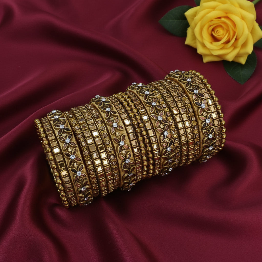 Gold kundan Bangle set