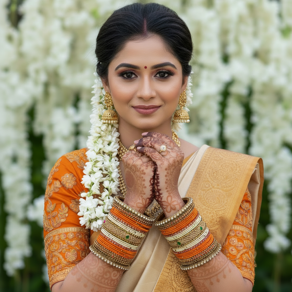Orange biege Bridal bangle set