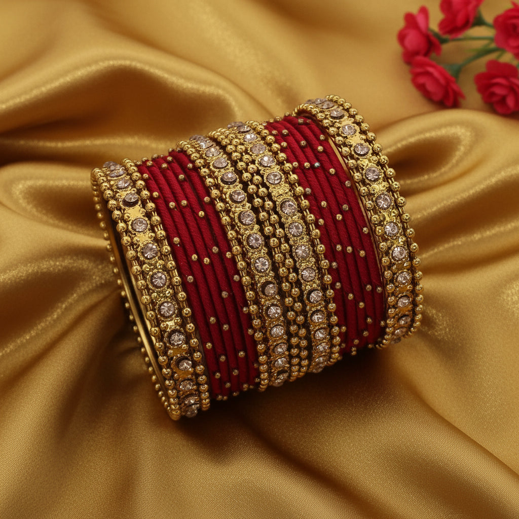 Maroon handmade bangle set