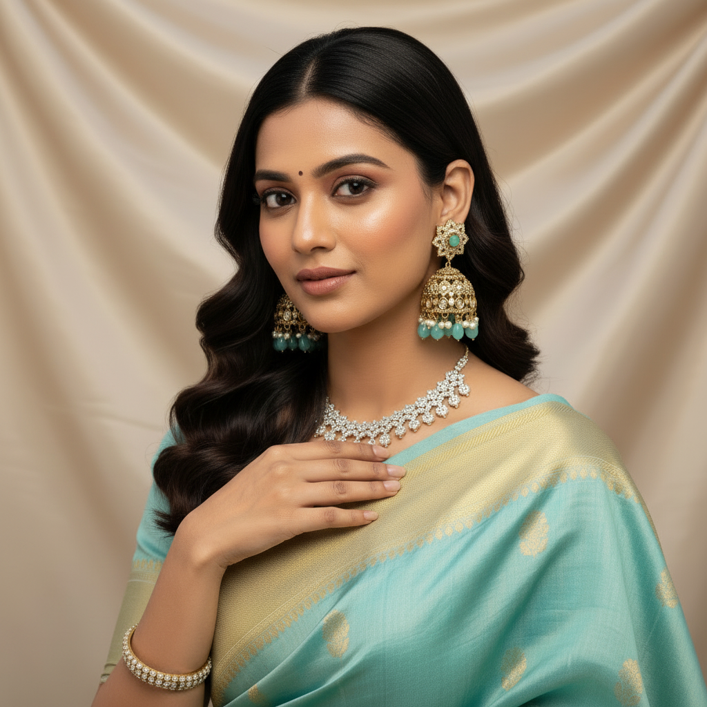 Sea blue Victorian Jhumkis