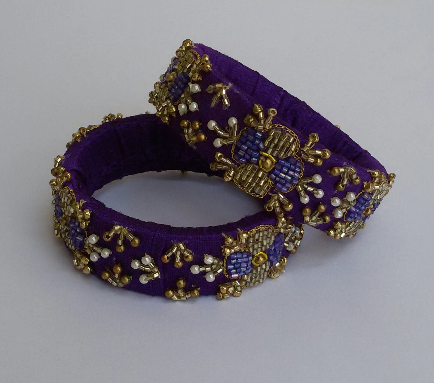 Purple Zardosi work bangles (2.8)