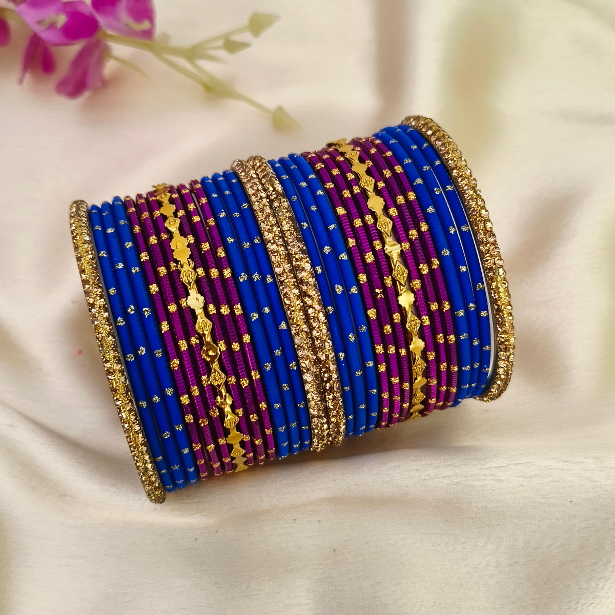 Blue purple radhika bangle set