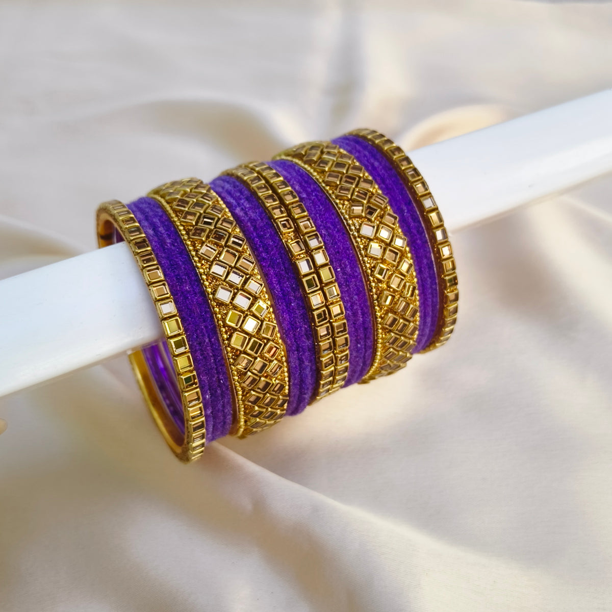 Lavender velvet bangle set