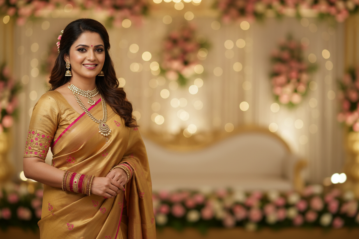 Gold pink Handmade Bridal bangle set