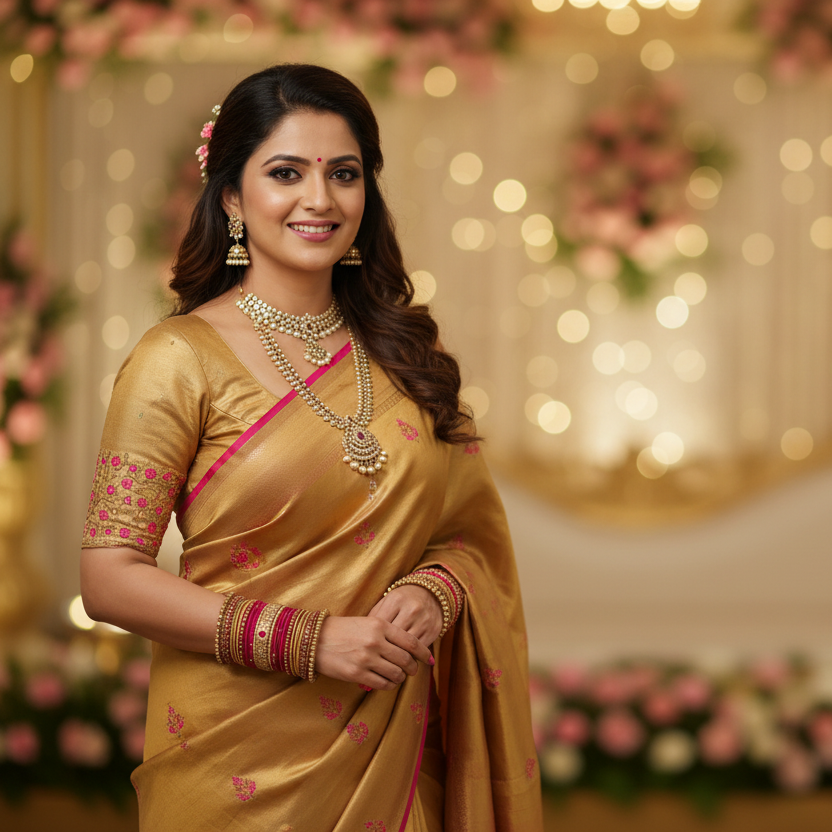 Gold pink Handmade Bridal bangle set