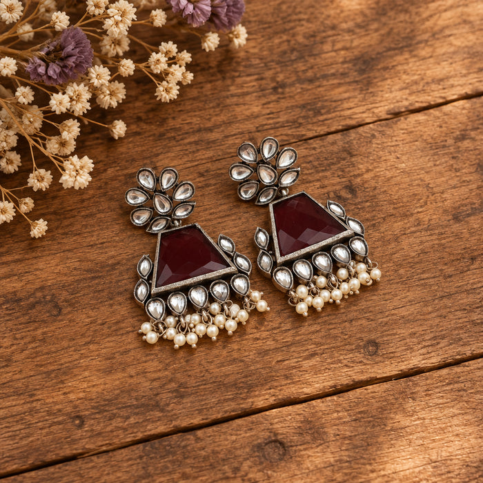 Maroon crystal earrings