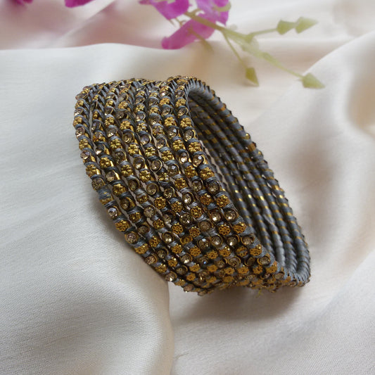 Grey set of 8 stone bangles