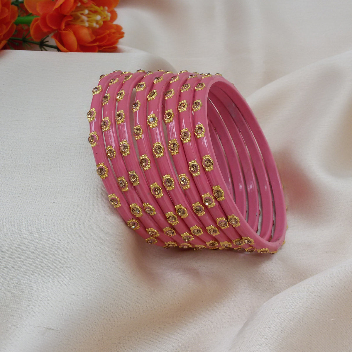 Pink glass bangles