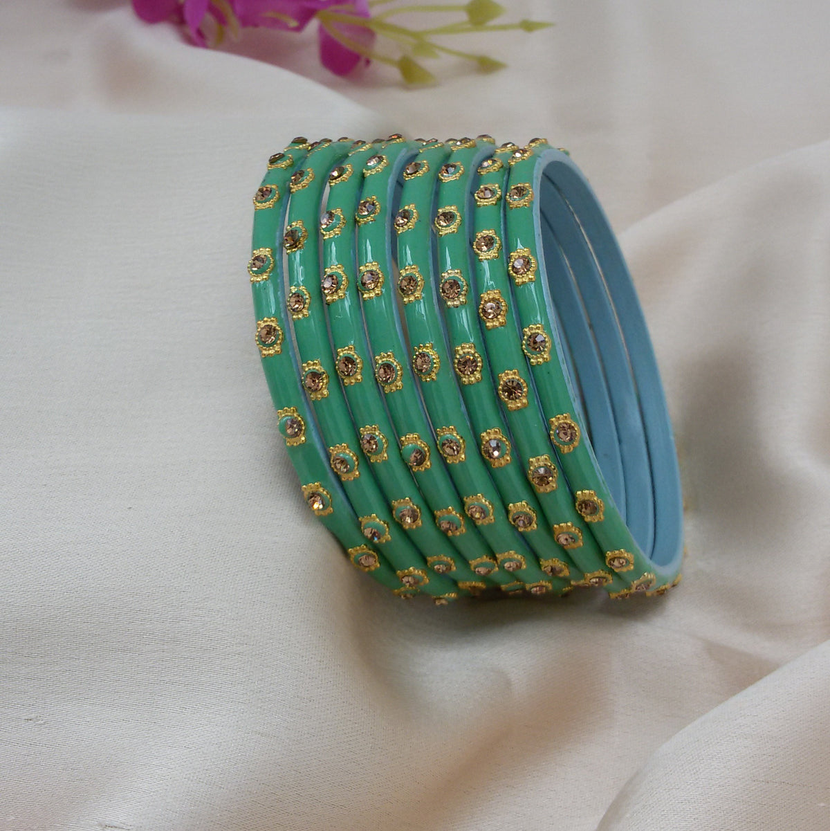 Sea green glass bangles