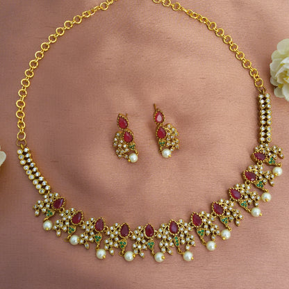 Emerald stone necklace set