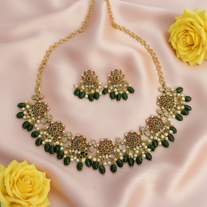 Lotus pearl necklace set