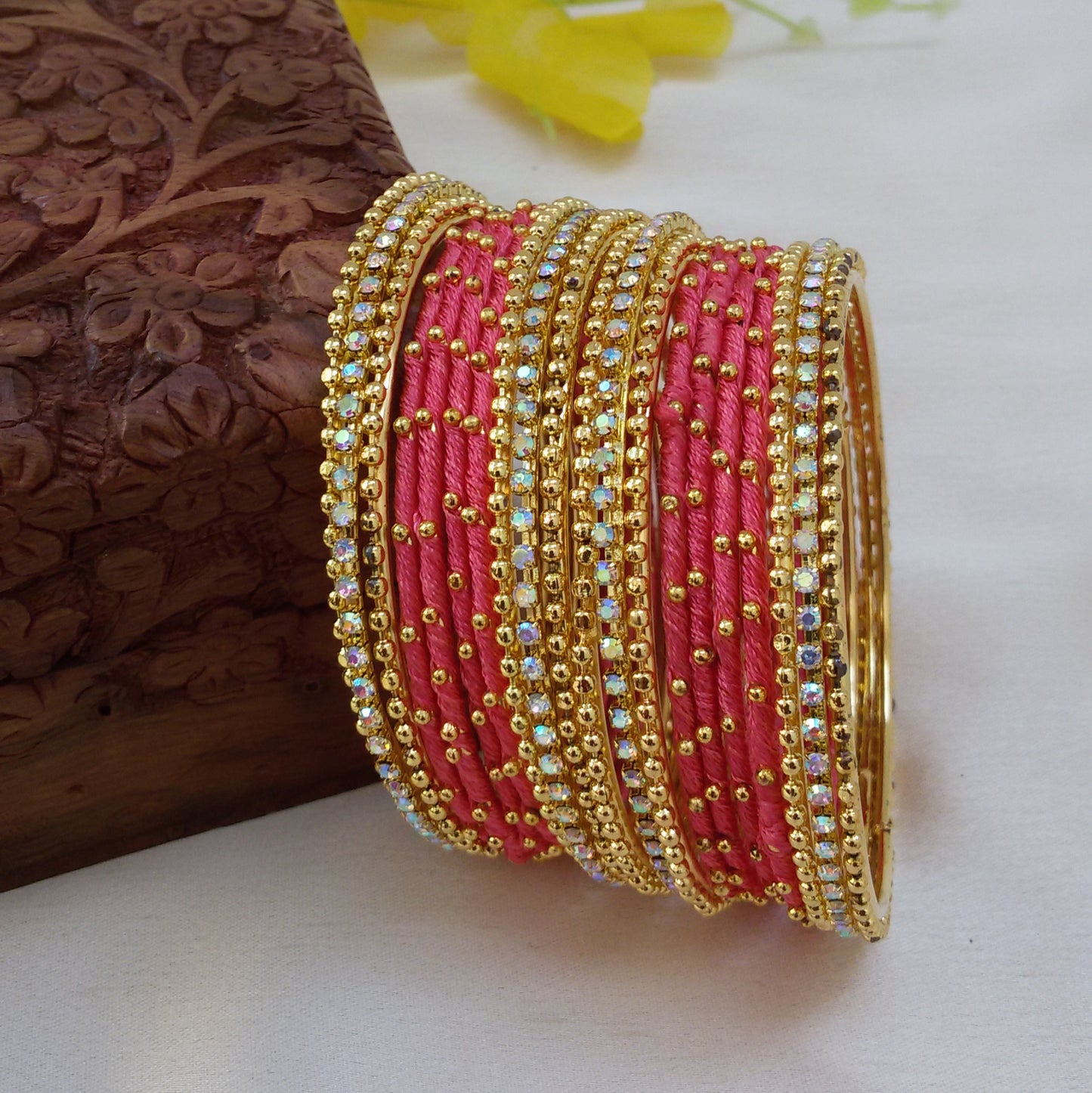 Peach Narmada  bangle set