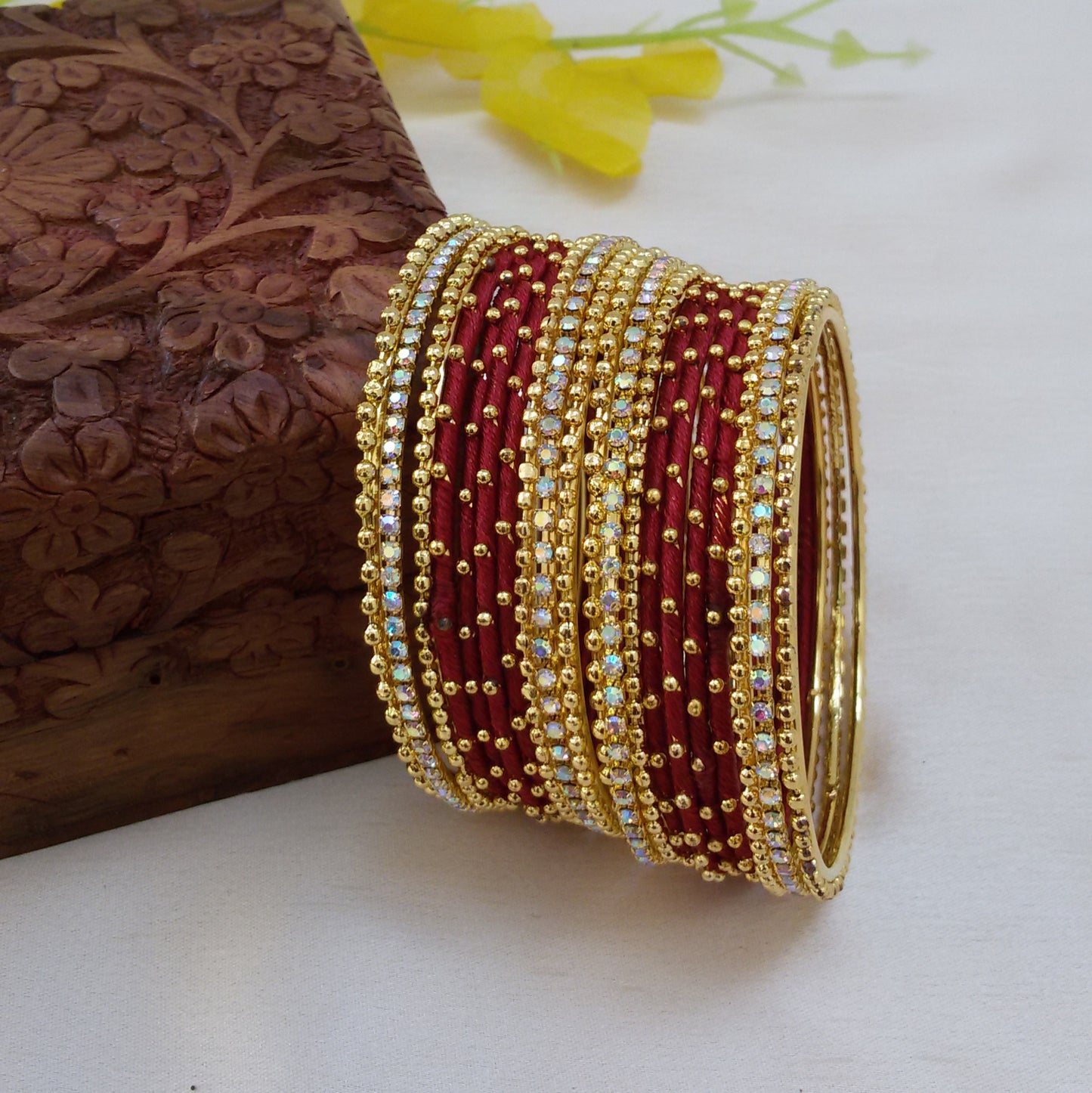 Maroon bangle set