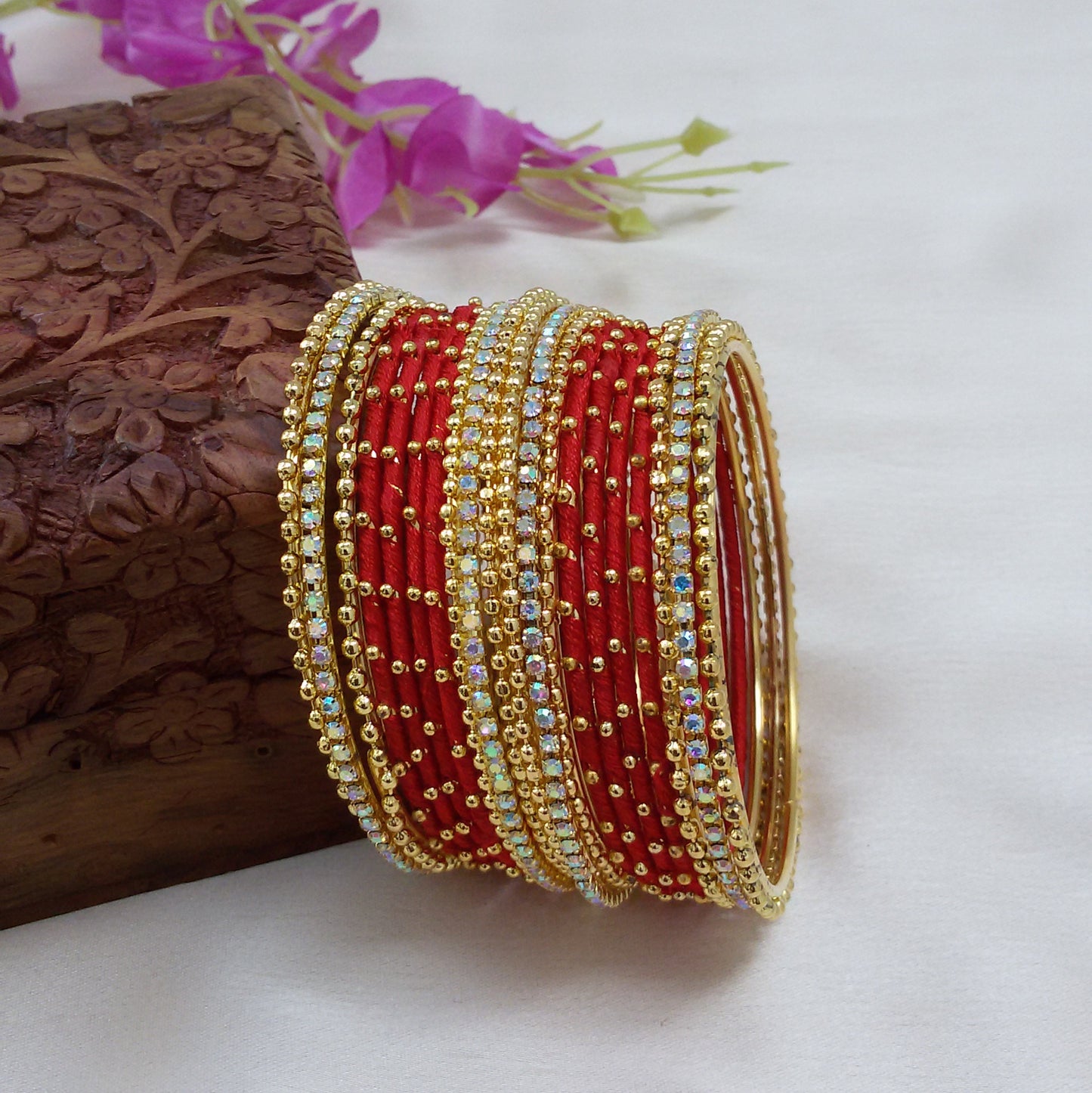 Red Anshu bangle set