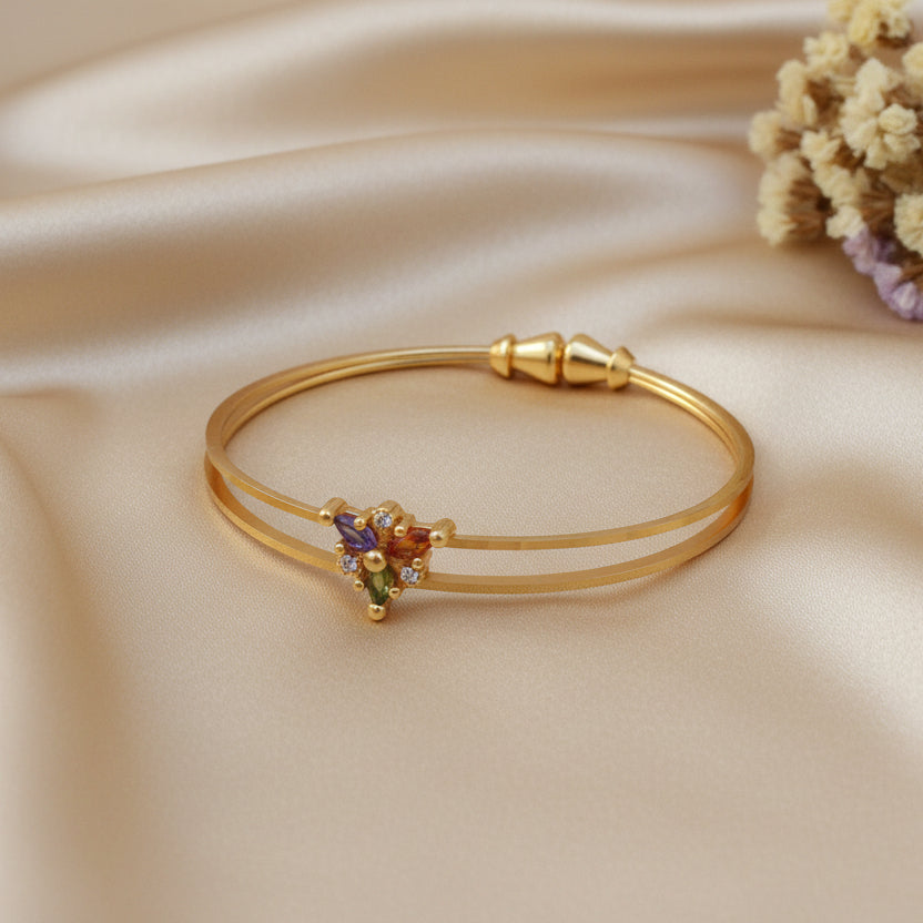 Adjustable multicolor stone bangle