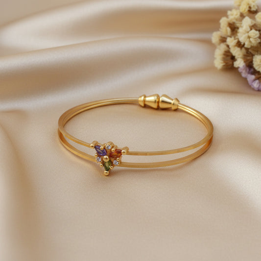 Adjustable multicolor stone bangle