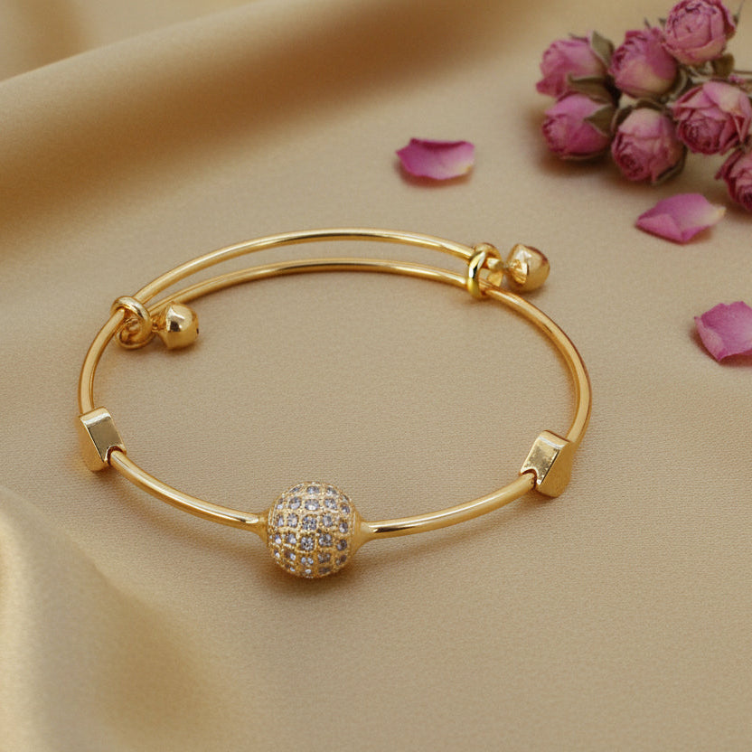 Adjustable gold bead bangle