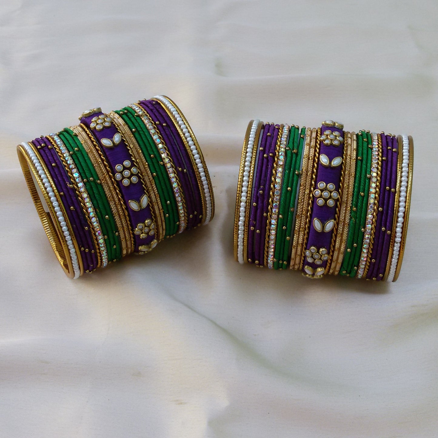 Green blue purple bangle set