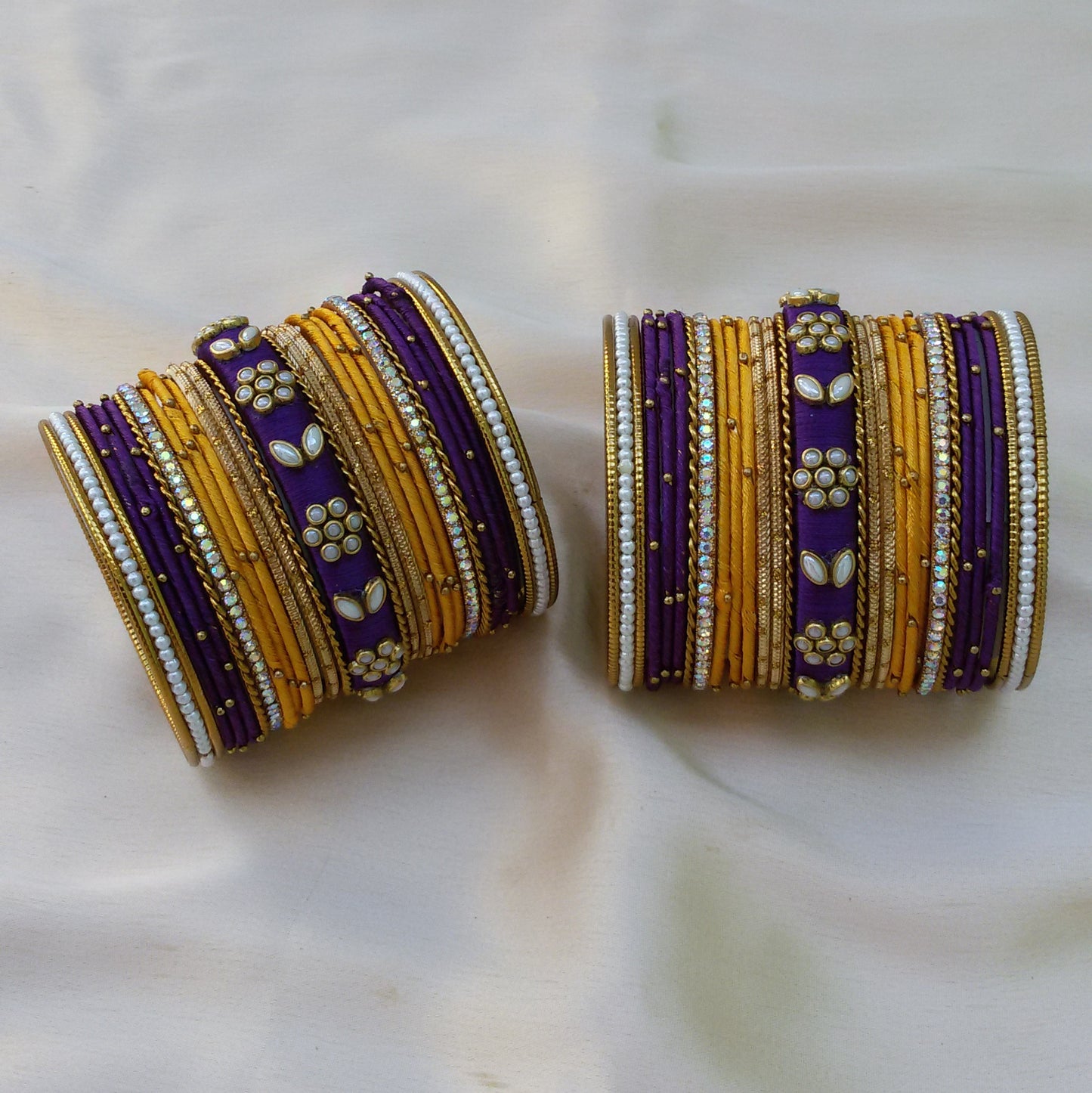 Yellow purple bangle set