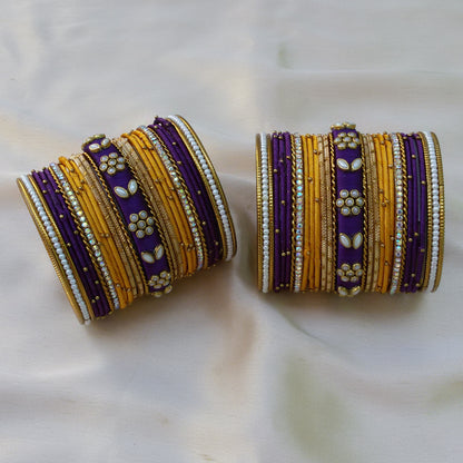 Yellow purple bangle set