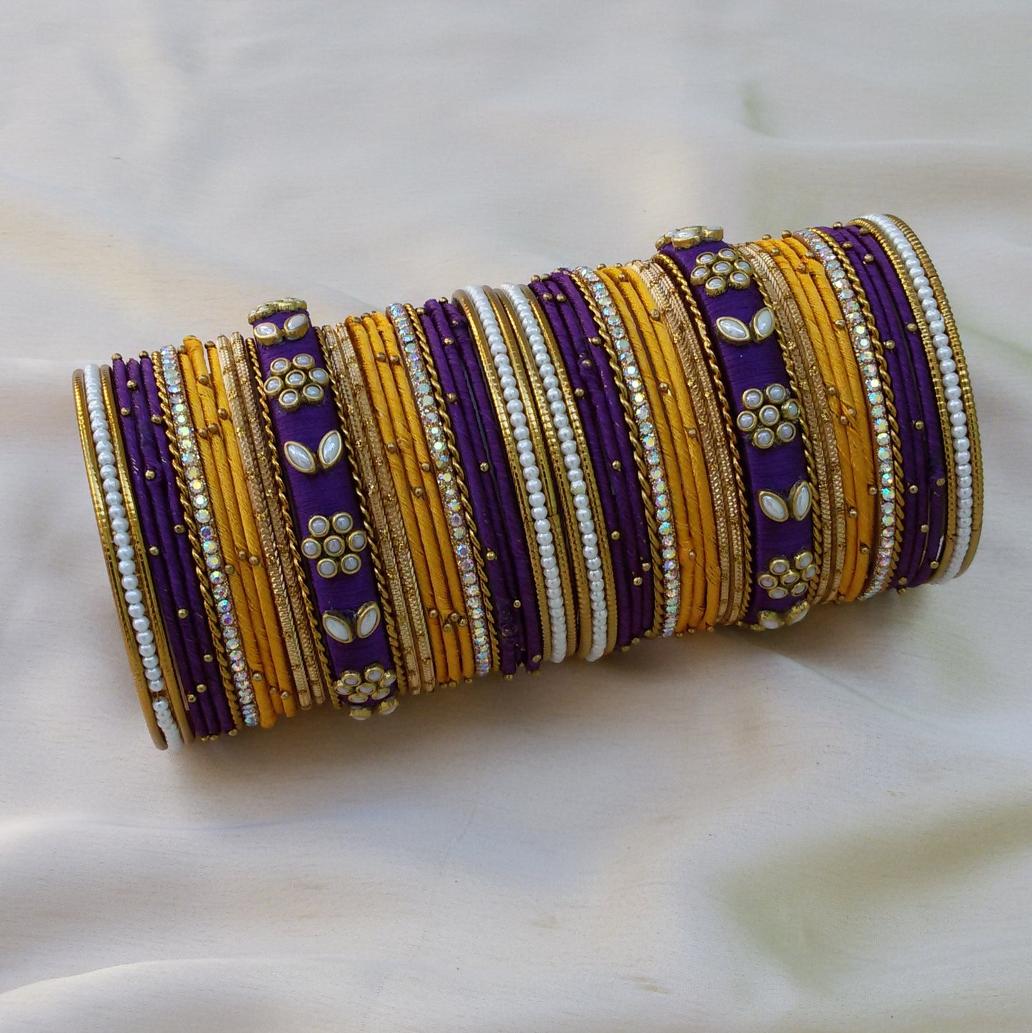 Yellow purple bangle set