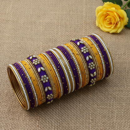 Yellow purple bangle set