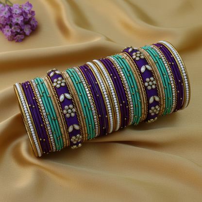 Sea blue purple bangle set