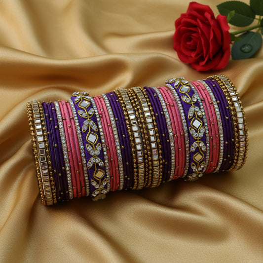 Purple mirror bridal bangle set