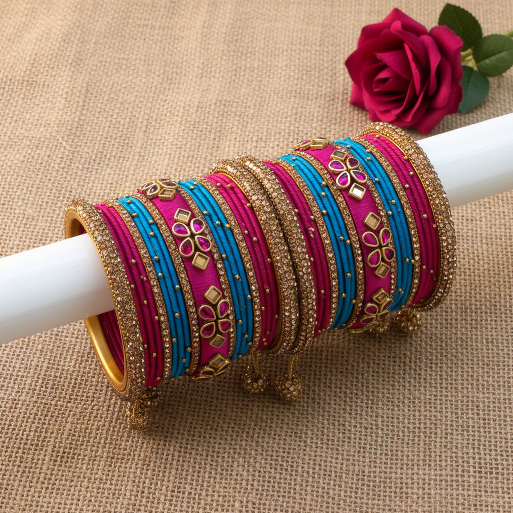 Pink Rohini bangle set