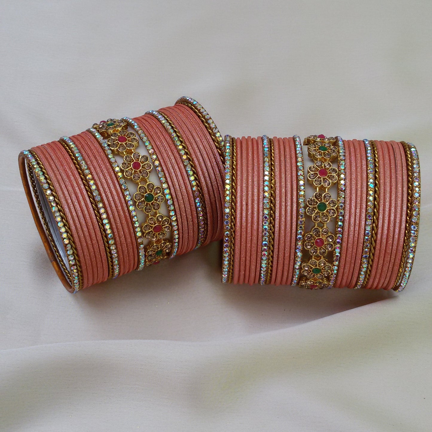 Peach sharada bridal bangle set