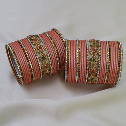 Peach sharada bridal bangle set