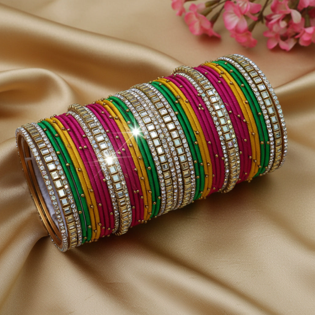 Multicolor kundan bangle set