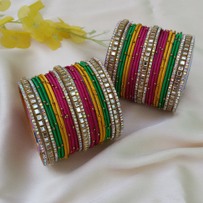 Multicolor kundan bangle set
