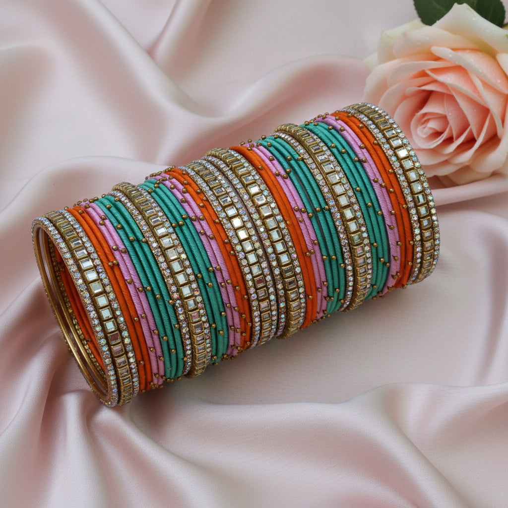 Neelam  kundan bangle set
