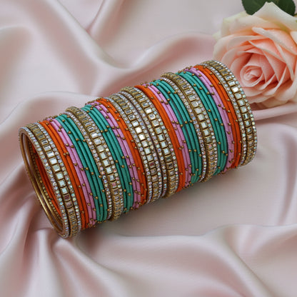 Neelam  kundan bangle set