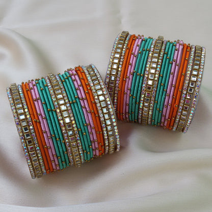 Neelam  kundan bangle set